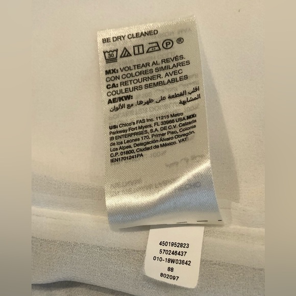 WHBM White Blouse with Black Lace Trim Size 4 - Picture 6 of 8